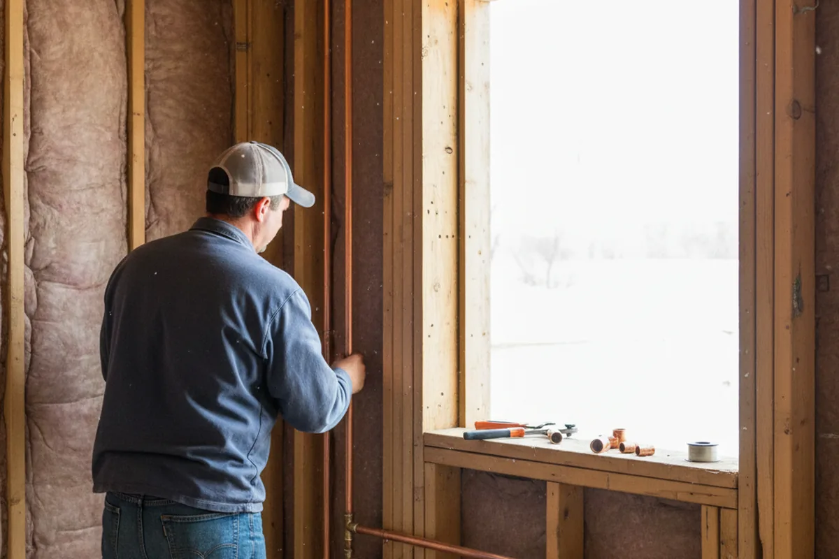 Licensed plumber running new copper supply lines in a Shoemakersville home