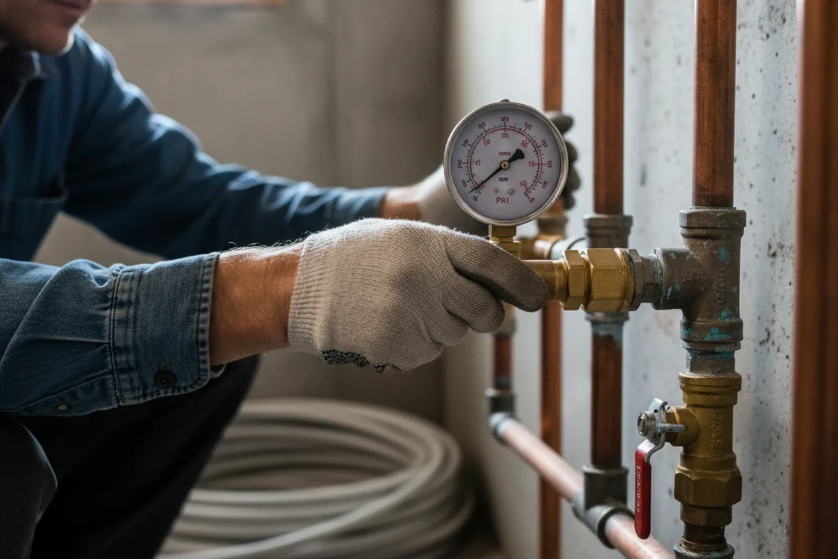 Pressure testing a repaired line during Water Line Repair in Shoemakersville